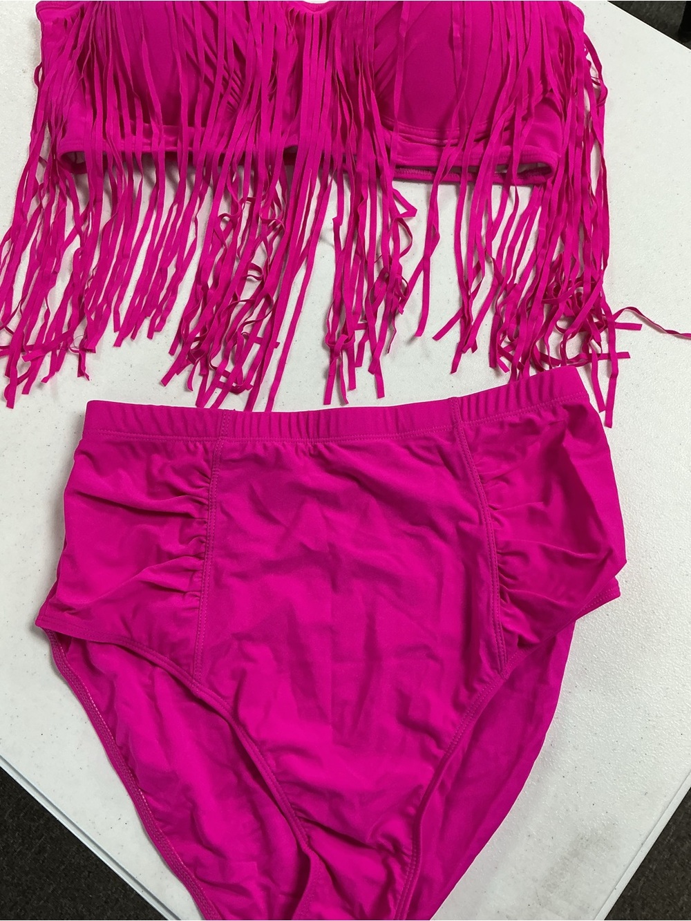 LELINTA Women's Tassel Fringe Plus Size Padded Bikini Bandeau Top Bikini Set - Picture 3 of 6